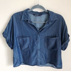 Zara Crop Button Up Blouse